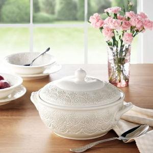 The Pioneer Woman Vintage Lace Stoneware Tureen, Linen