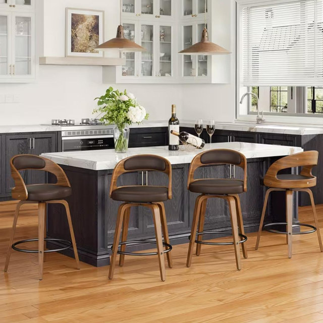 bar stool set luxurious faux leather swivel design