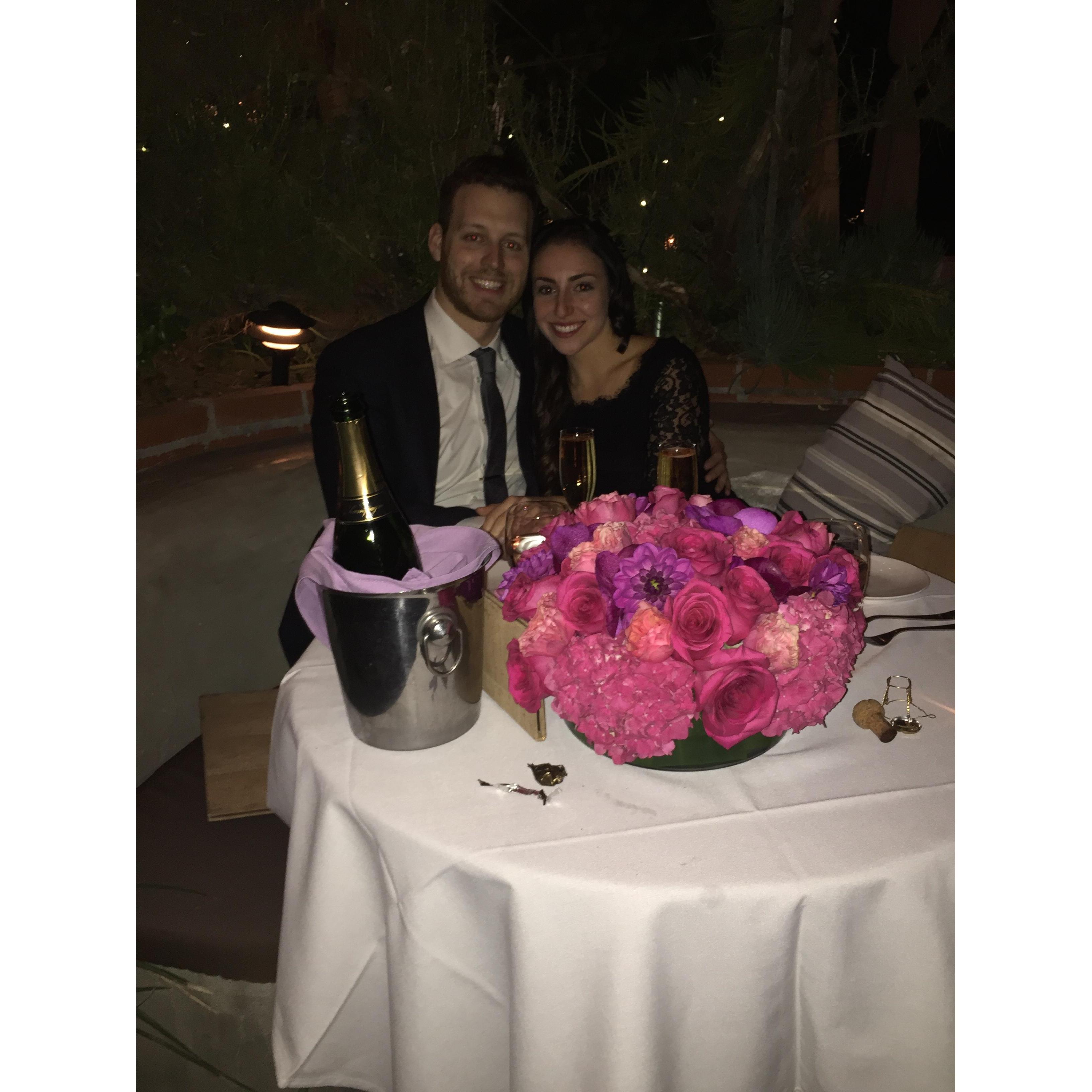 Dinner after the Proposal. Inn at the Seventh Ray, Topanga, CA.