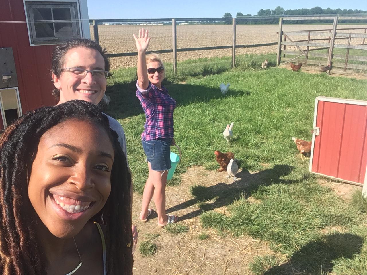 Feeding the chickens on The Farm with Tammy