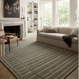 Loloi Chris Loves Julia Bradley Collection, Sage & Olive, 7'-9" x 9'-9" Area Rug – Classic Striped Area Rugs for Living Room, Bedroom, Entryway & Hallway, High Traffic Area Home Decor Rug