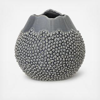 Round Beaded Stoneware Vase