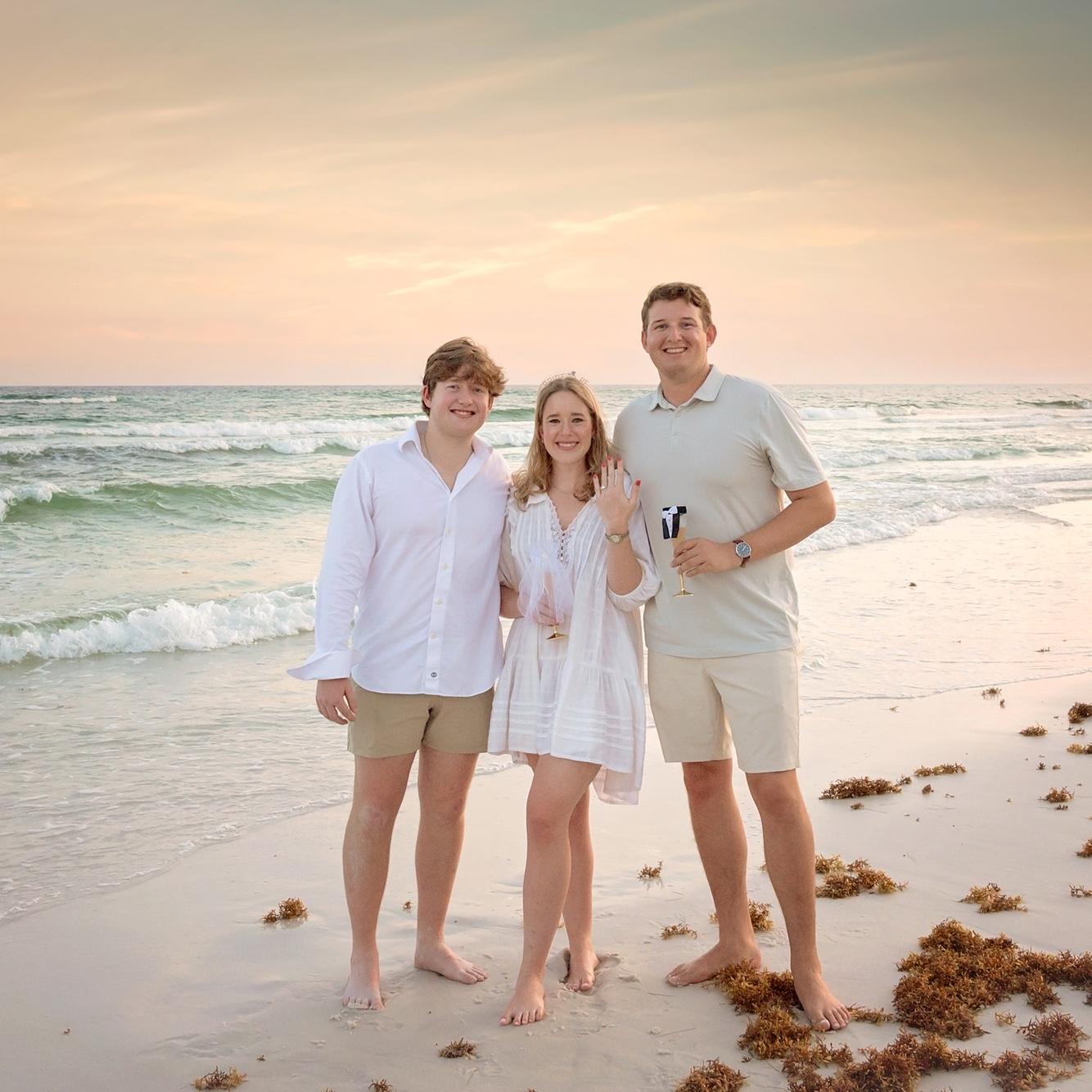 Emma & Manning with Evan (Emma's brother & one of Manning's groomsman)!