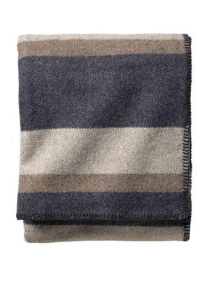 Eco-wise Wool Plaid/stripe Blanket (Midnight Navy Stripe)