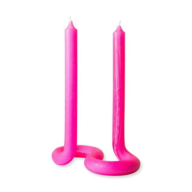 Twirl Taper Candle - Neon Pink