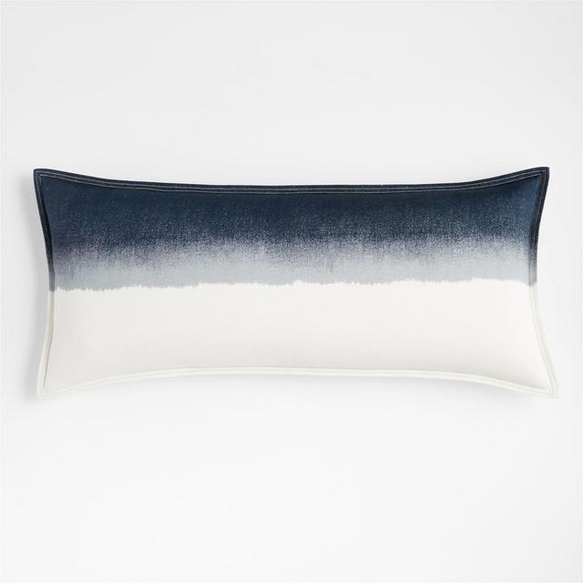 Tulare 36"x16" Dip-Dyed Blue Pillow Cover with Feather-Down Insert