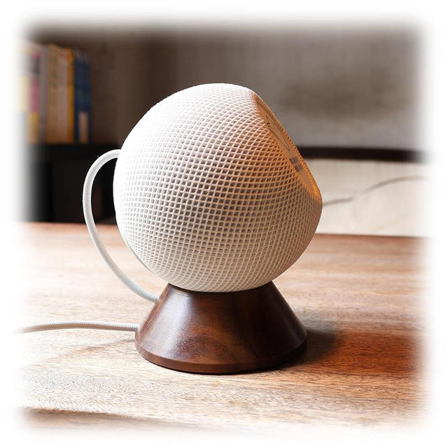 H Huaberich Black Walnut Stand for Apple HomePod Mini,Built-in Cable Management,Desktop Holder Mount for homepod Mini. (HomePod Mini)