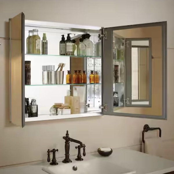 KOHLER 30 in. W x 26 in. H BeveledTwo-Door Recessed or Surface Mount Medicine Cabinet with Mirror Interior K-CB-CLC3026FS