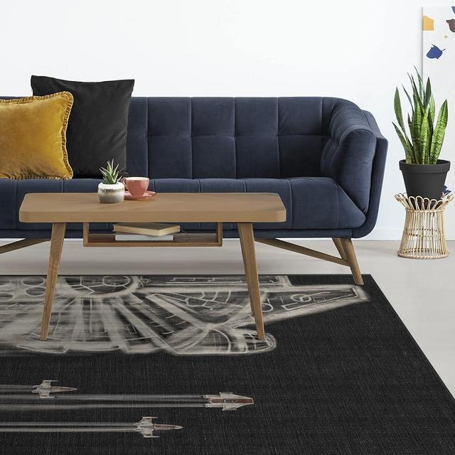 RUGGABLE Star Wars Washable Rug - Stain & Water Resistant Area Rug for Living Room, Bedroom, Kitchen & Dorm Room - Durable, Child & Pet Friendly, The Rebellion - Black 5'x7' (Standard Pad)