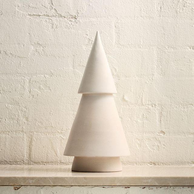Stacked Wood Tree, White, Medium