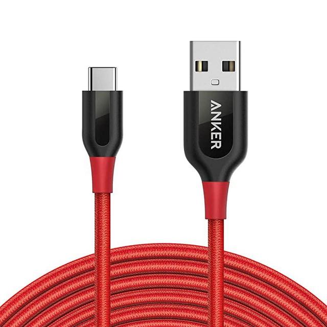 USB C Cable, Anker Powerline+ USB-C to USB-A [10ft], Double-Braided Nylon Fast Charging Cable, for Samsung Galaxy S10/ S9 / S9+ / S8 / S8+ / Note 8, LG V20 / G5 / G6, and More (Red)