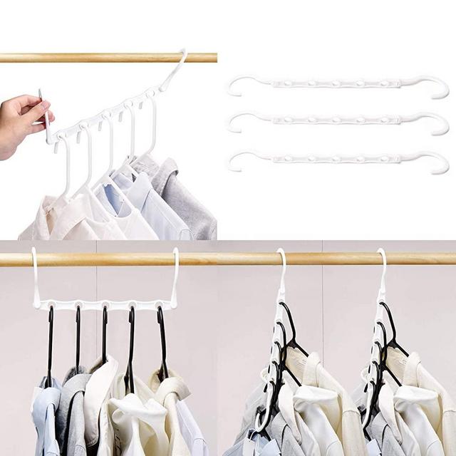 HOUSE DAY White Magic Hangers Space Saving Clothes Hangers Organizer Smart Closet Space Saver Pack of 16 with Sturdy Plastic for Heavy Clothes