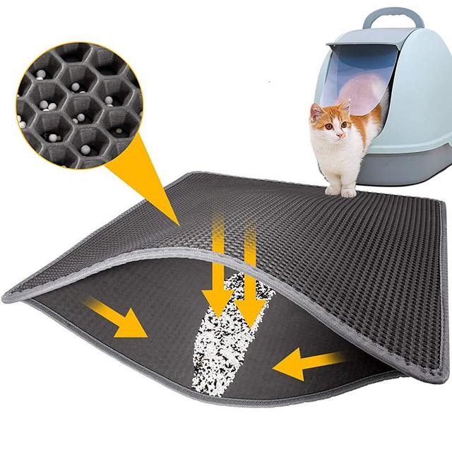 LeToo Cat Litter Mat Trapping for Litter Box, No-Toxic & Super Size, Urine & Waterproof, Honeycomb Double Layer Anti Tracking Kitty Mats, No Phthalate, Washable Easy Clean