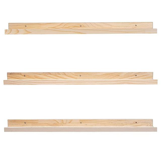 MBYD 36 Inch Floating Shelves Natural Wood, Wall Mount Picture Ledge Wooden Wall Shelf Nursery Bookshelf for Bedroom, Living Room, Office, Kitche, Set of 3 Same Dimensions