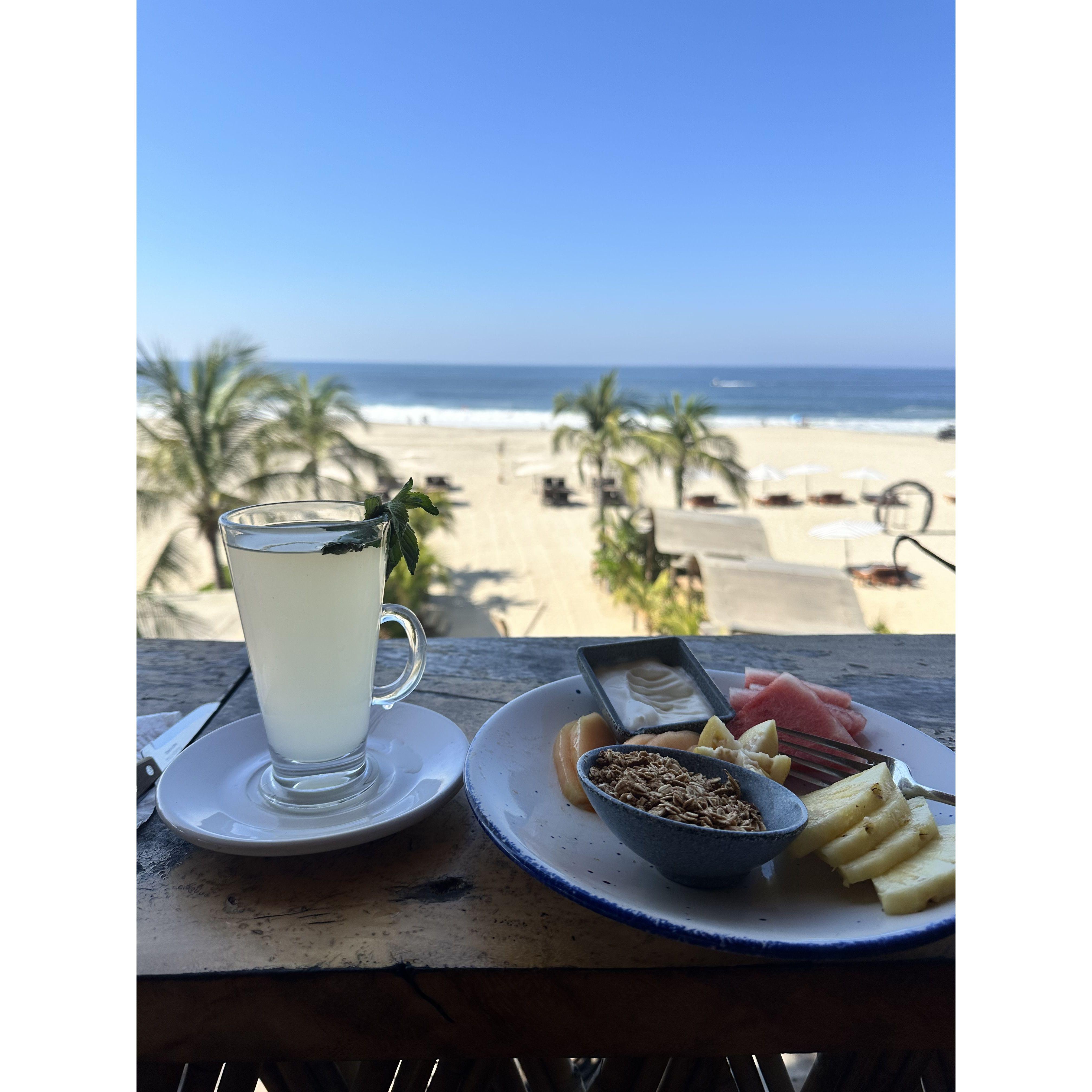 Breakfast overlooking Playa Zicatela