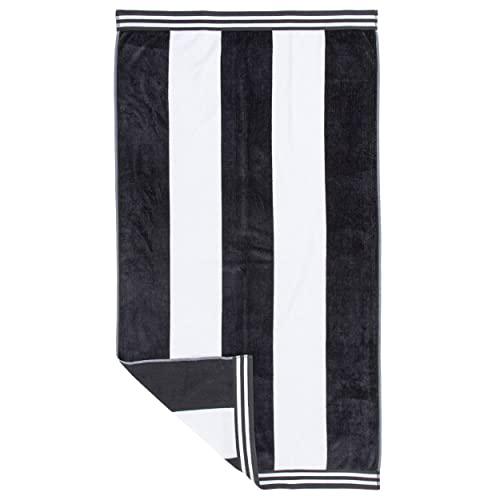 SUPERIOR Cabana Stripe Collection Beach Towel, 34" x 64", Charcoal