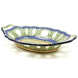 Polish Art Center - Polish stoneware Fluted Oval Lace Dish