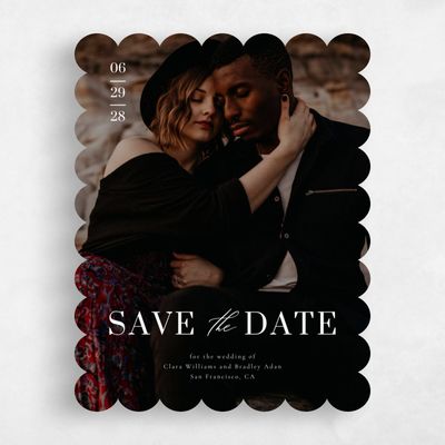 White Scalloped Wedding Save the Date - Talana Photo