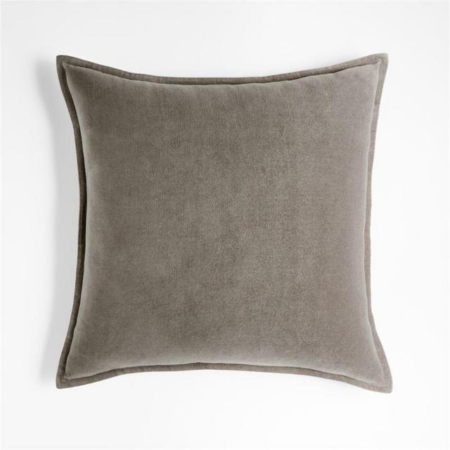 Frost 20"x20" Washed Cotton Velvet Throw Pillow with Down-Alternative Insert