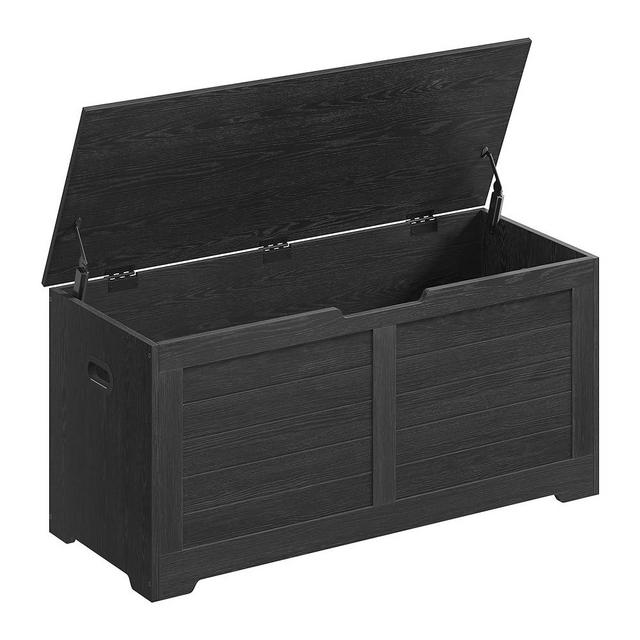 VASAGLE Storage Chest, Storage Trunk with 2 Safety Hinges, Storage Bench, Shoe Bench, Farmhouse Style, 15.7 x 39.4 x 18.1 Inches, for Entryway, Bedroom, Living Room, Ebony Black ULSB061B01