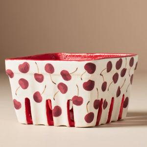 Fruta Stoneware Berry Basket - Cherry