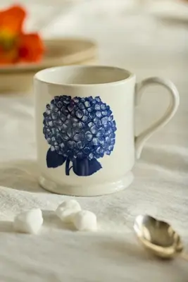 Blue Floral Stoneware Mug