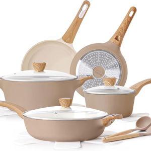 SENSARTE Ceramic Pots and Pans Set Nonstick, Kitchen Cookware Sets, 14-Piece Induction Cookware, Non-toxic Healthy Non Stick Cooking Set, with Frying Pans Set, PFAS PTFE PFOA PFOS Free