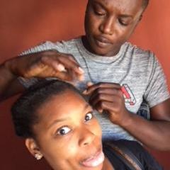 Making sure my hair looked right before we stepped out :)