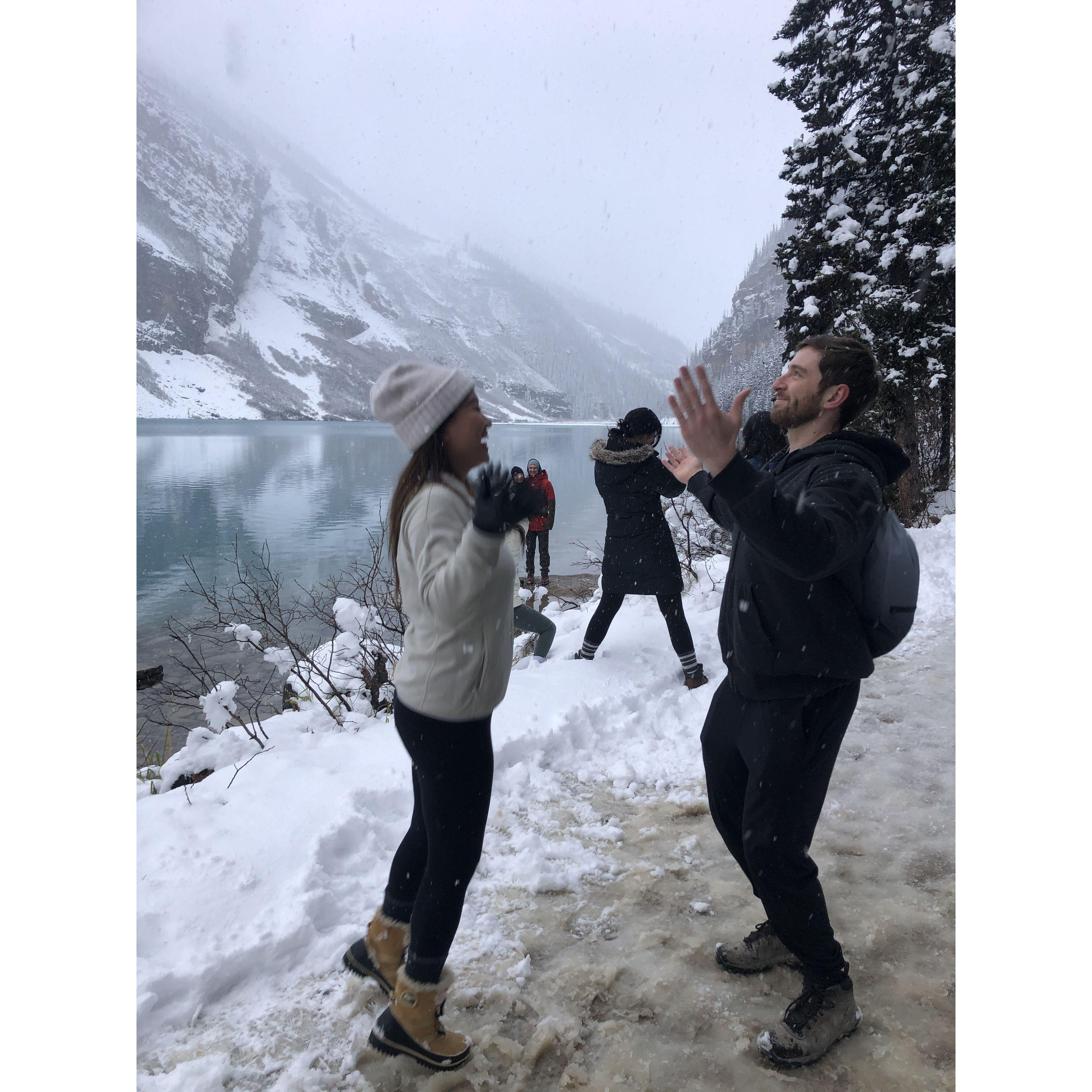 The trip to Banff where Jack is pretending it's his first time seeing snow (he's from Portland).