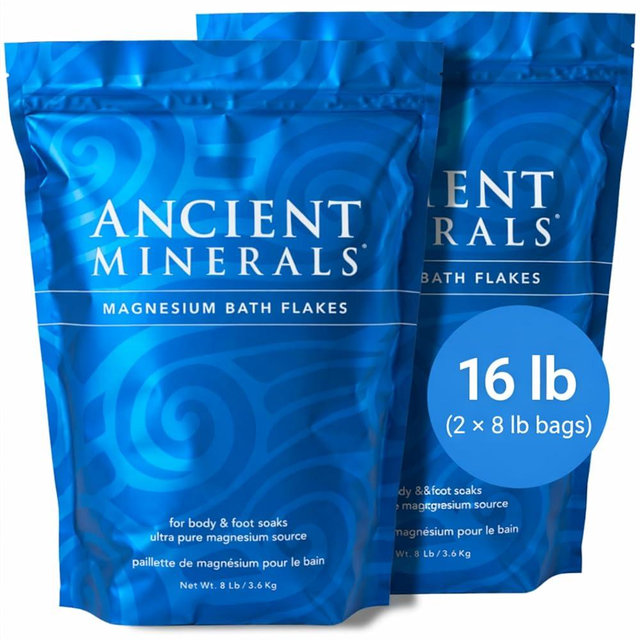 Ancient Minerals Magnesium Bath Flakes – Pure Zechstein Magnesium Chloride for Soaking and Whole-Body Replenishment (16 lb)
