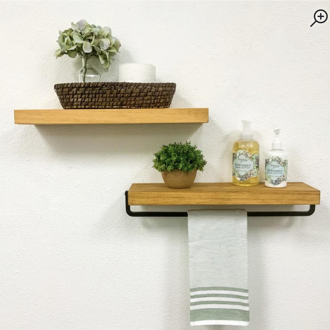 Birchlane sunnyside 2 piece pine floating shelves in Walnut 20”