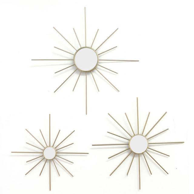 Stratton Home Décor Sparkle Mirror Burst 10-Inch Round Wall Art in Gold