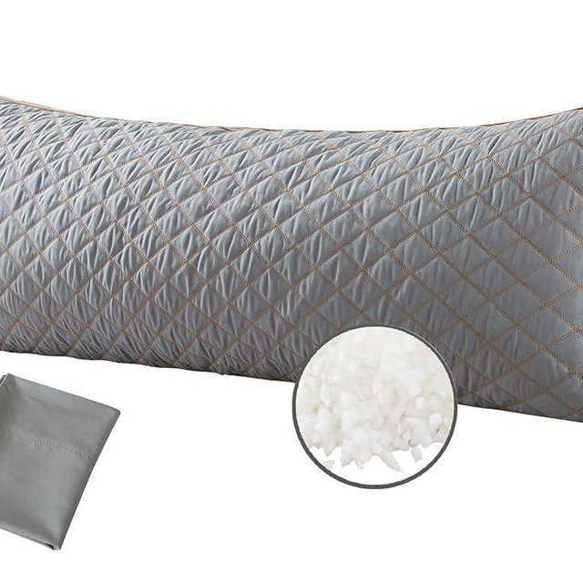 WhatsBedding Memory Foam Body Pillow for Adults, Long Body Pillow for Sleeping, Full Body Pillow for Bed - Dark Grey