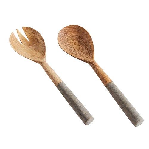 Stone Handle Wood Salad Server