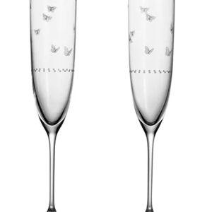 Tiffany Jardin Champagne Glasses in Etched Glass, Set of Two