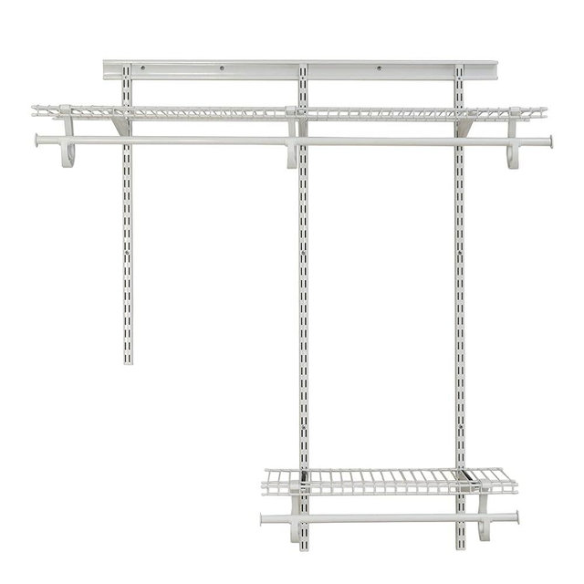 ClosetMaid ShelfTrack Wire Closet Organizer System, Adjustable from 2 to 4 Ft., With Shelves, Clothes Rods, Hardware, Durable Steel, White