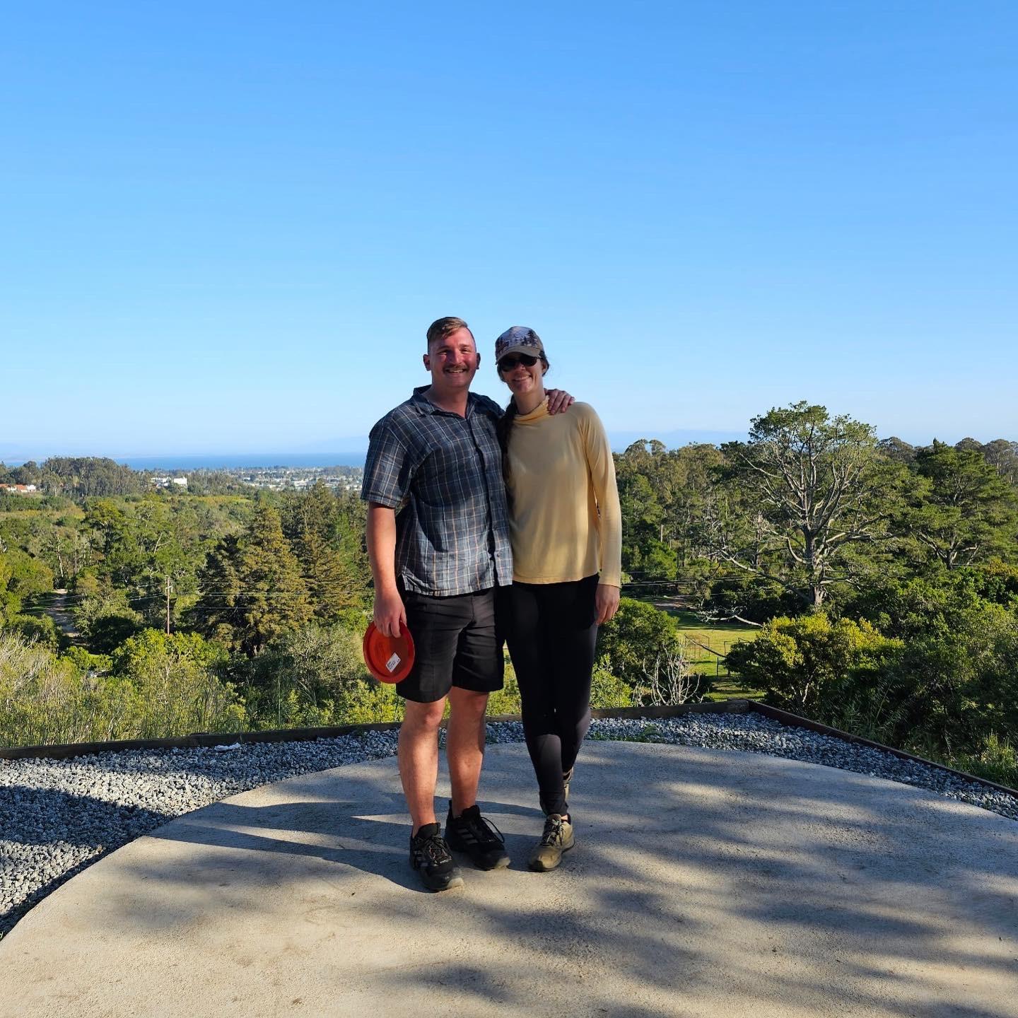 We love to play disc golf together. This is a top-rated course we played on vacation.