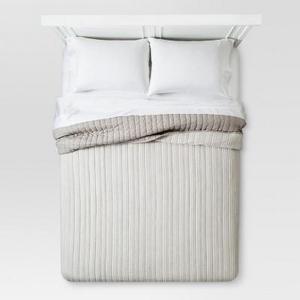 Gray Stitched Stripe Quilt (King) - Threshold™