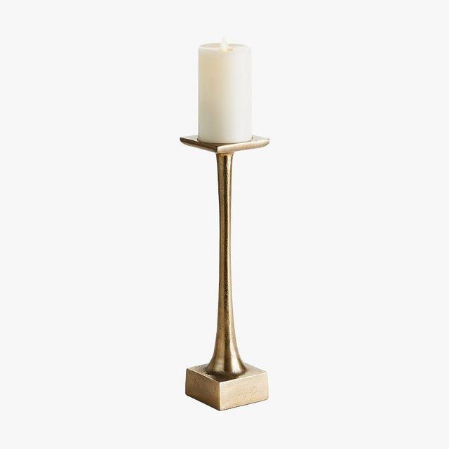 Neena Pillar Candleholder, 15"H, Brass