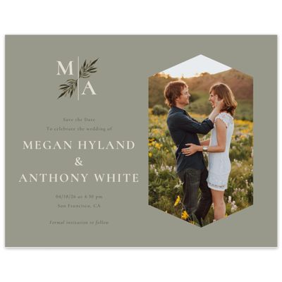 Light Khaki, Green Wedding Digital Save the Date - Cappell Photo