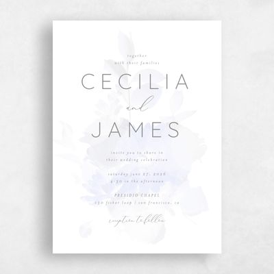 Blue Wedding Invitation - Kylan Portrait