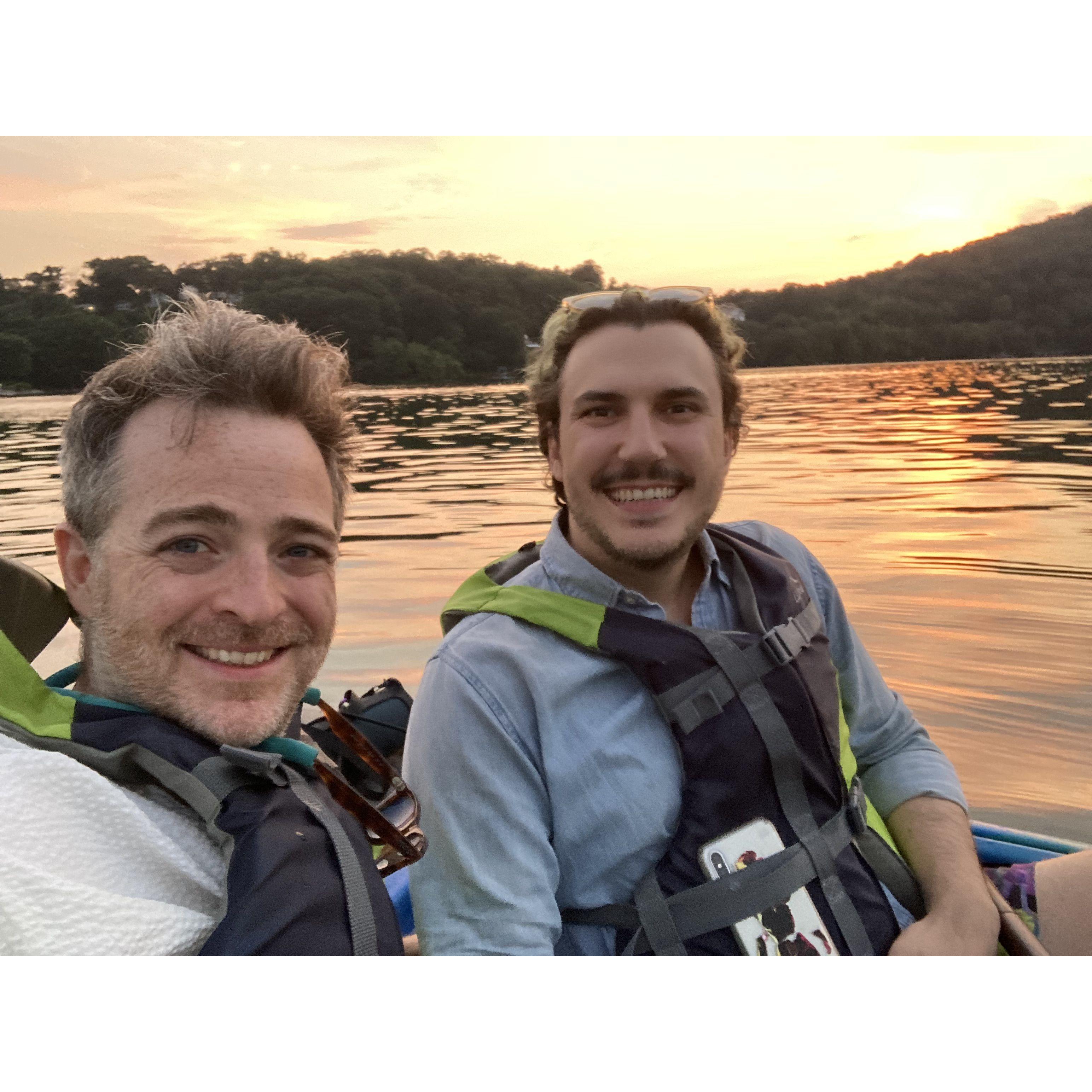 In our kayaks on Candlewood Lake in Danbury, CT.