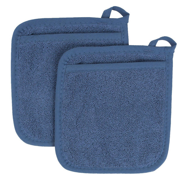 John Ritzenthaler Co. Terry Pocket Mitt Pot Holder, Set of Two, Federal Blue