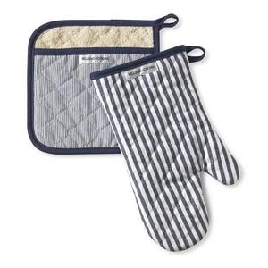 Williams Sonoma Bay Stripe Mitt & Potholder Set, Navy Blue