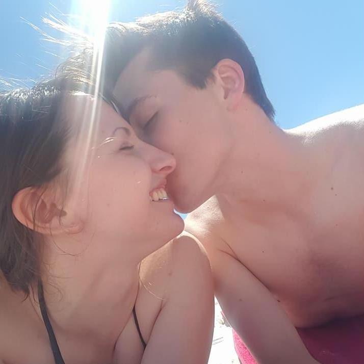 Our first beach trip together, way back in April!