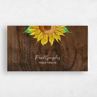 Dark Wood, Brown Wedding Place Card - Bonnie