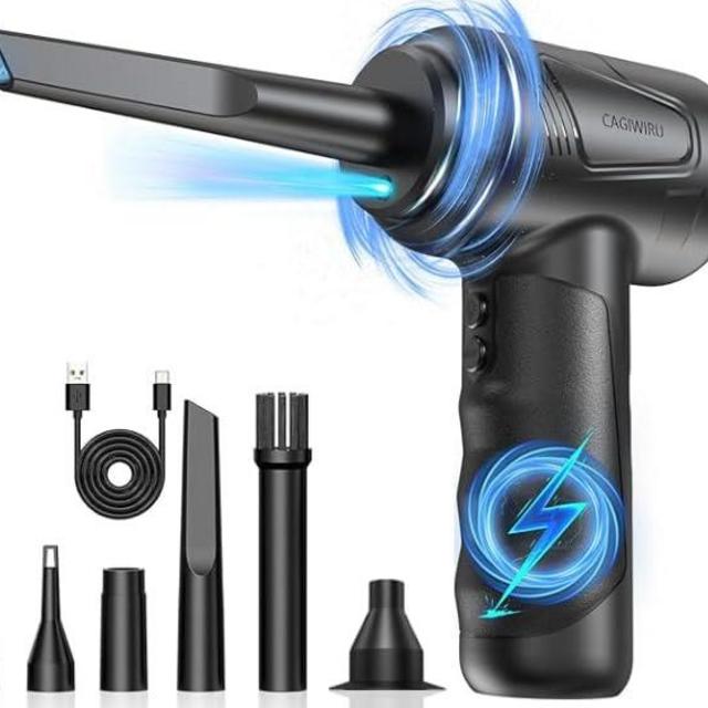 Compressed Air Duster-Cordless Air Blower-Electric Air Duster for Cleaning Keyboard PC-Air Cleaning Kit-3 Speed Duster Cleaner with LED-Light-no Canned air dusters-car Dusters