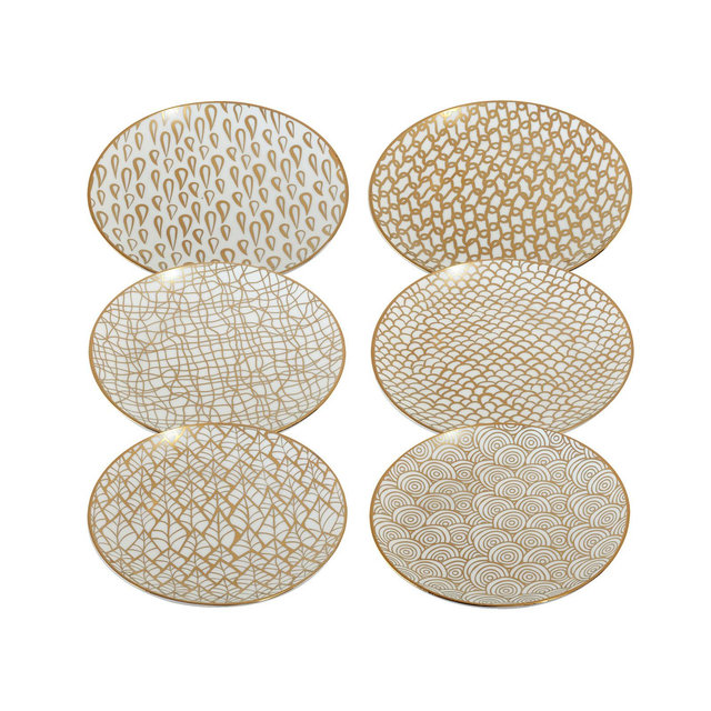 Certified International Mosaic Gold-Tone Canape Plates Set of 6, Service for 6