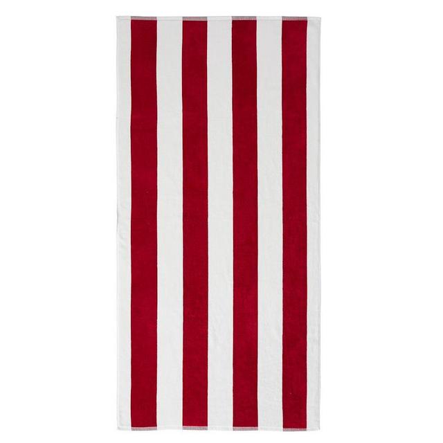 Red/Navy Reversible Awning Striped Organic Beach Towel, 32 x 64"