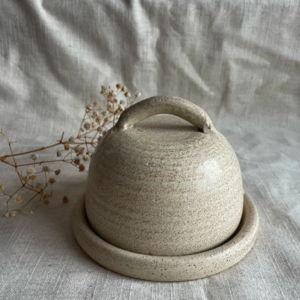 Cream ceramic butter dish, handmade butter cellar, hand thrown butter dishes